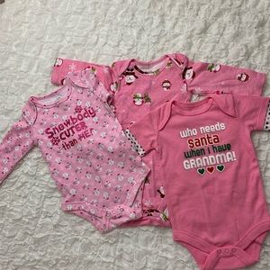 Baby Girl 3-6M Lot of 3 Long Sleeve Onsies NWOT